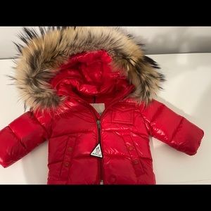 Red Moncler Baby Puffer Jacket